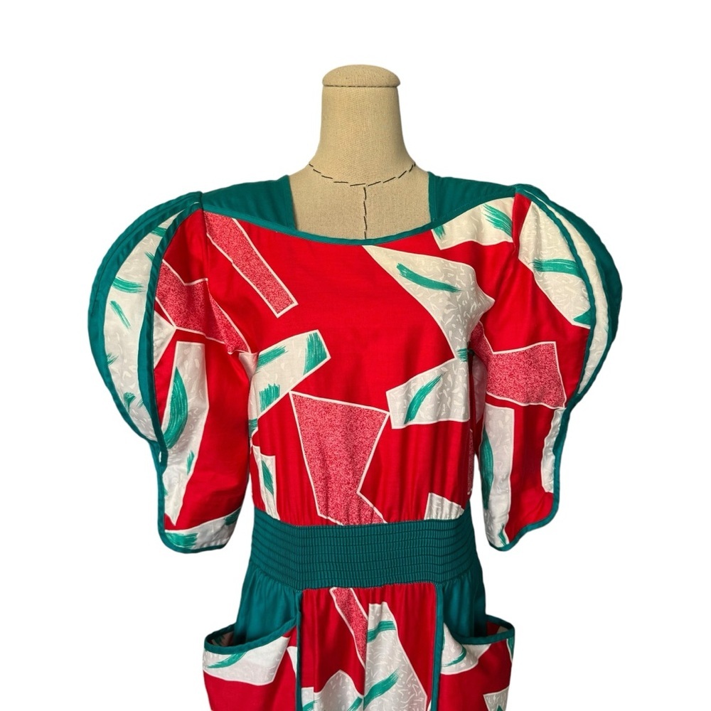 Rare Vintage 80s JEANNE MARC Jumpsuit Colorful Abstract Print Avant Garde - Picture 2 of 15